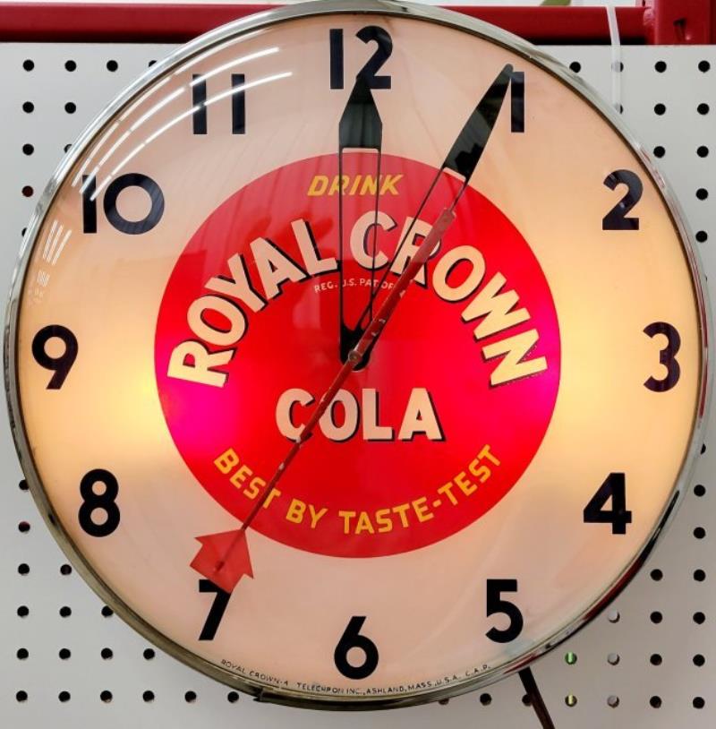 Drink Royal Crown Round Electric Light Up Clock