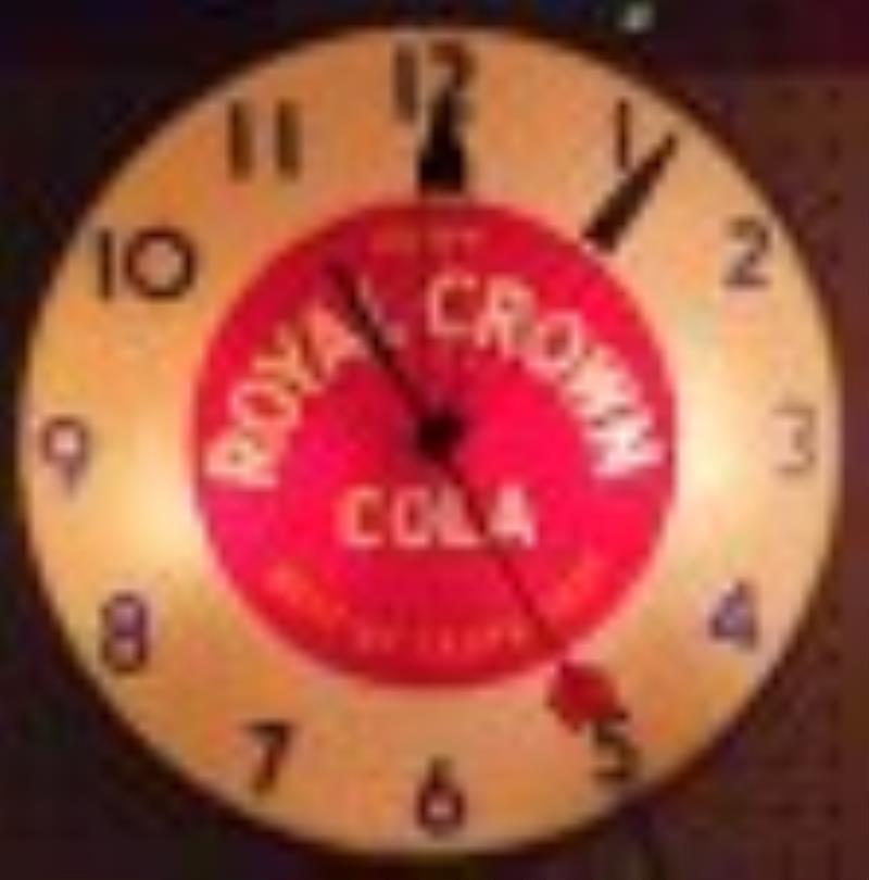Drink Royal Crown Round Electric Light Up Clock