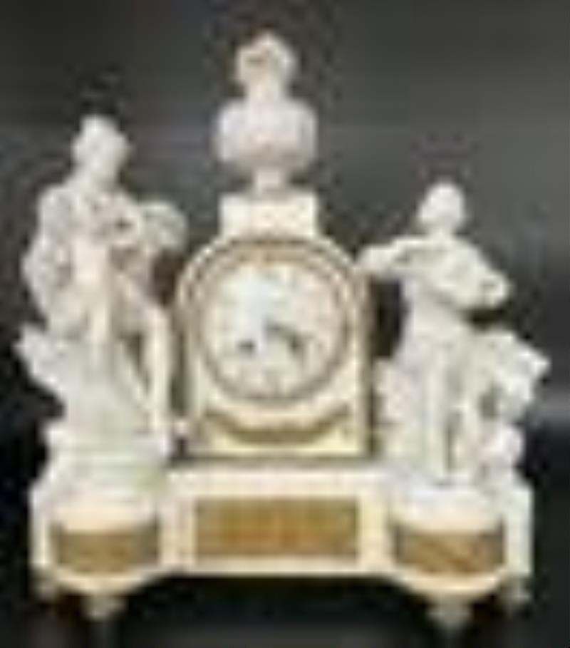 Gille L’Aine Paris Bisque Porcelain Figural Clock