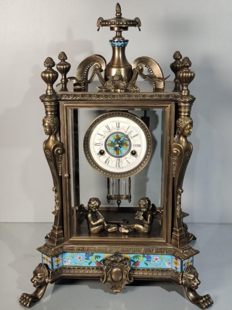 Pure Copper Cloisonne Collection Collection European Imported Movement Copper Tire Clock Ornament