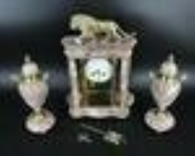 A Fine Antique Bronze Mounted Marble Clock