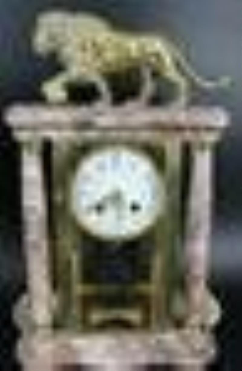 A Fine Antique Bronze Mounted Marble Clock