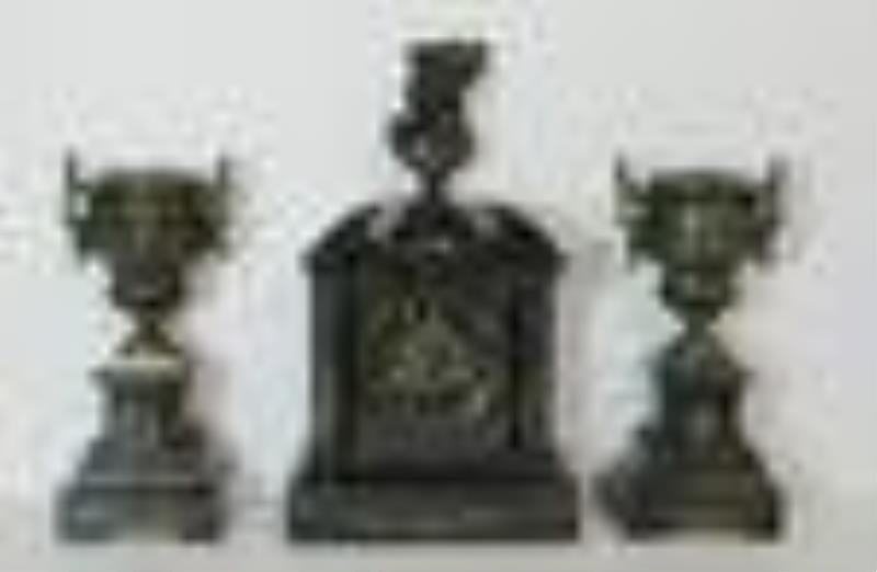 Large & Impressive Marble & Bronze Clock Garniture