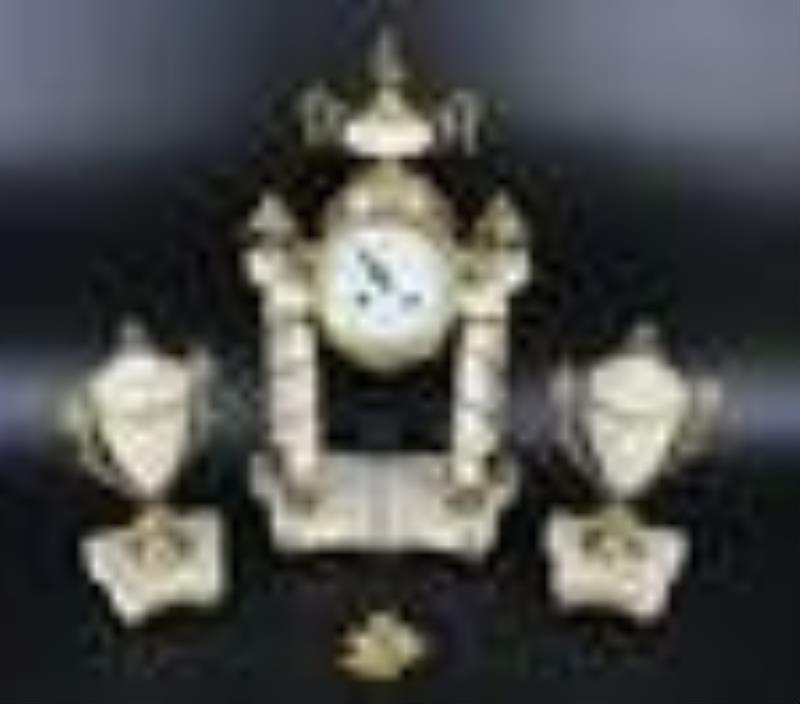 Antique French Bronze Mounted Marble Clock