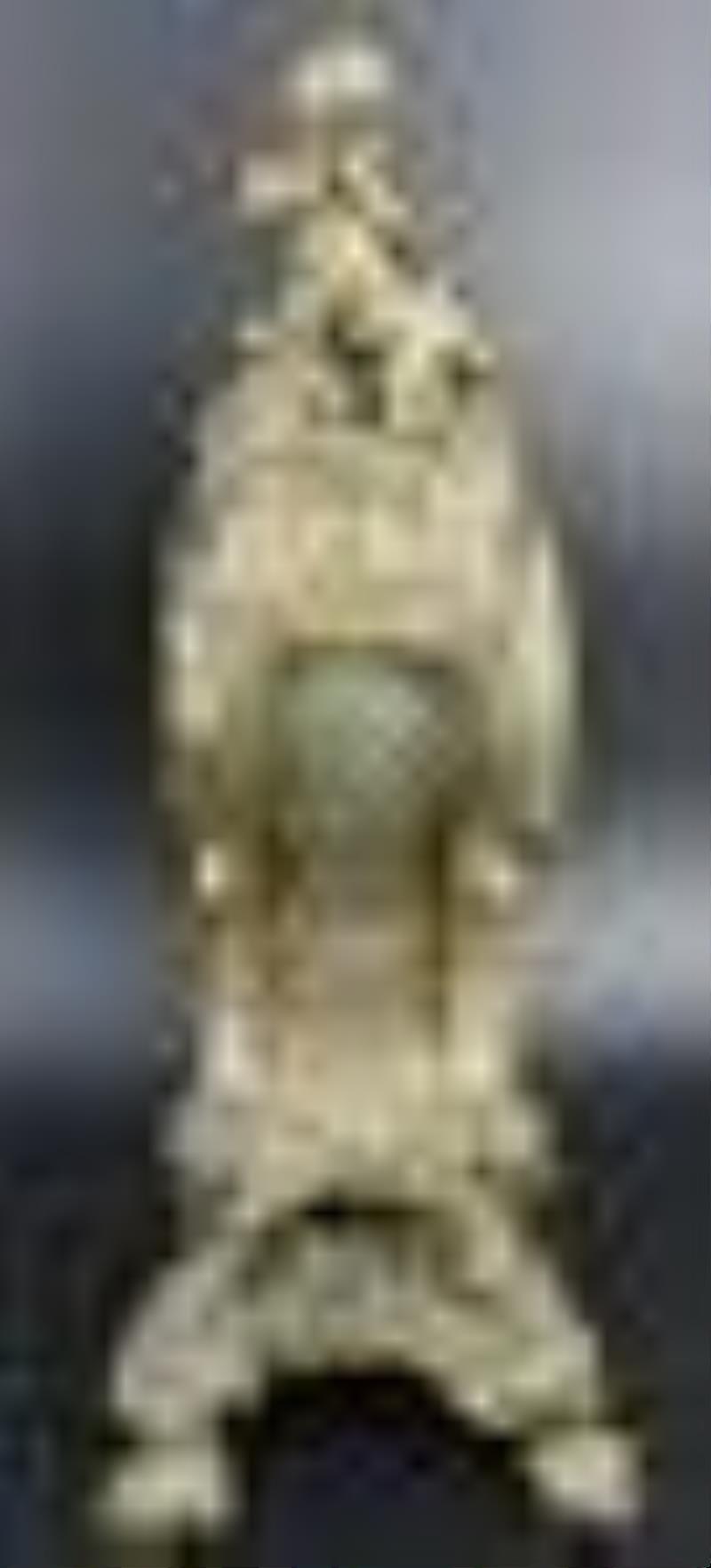 Tiffany Signed Bronze Clock With Cherub Finial.