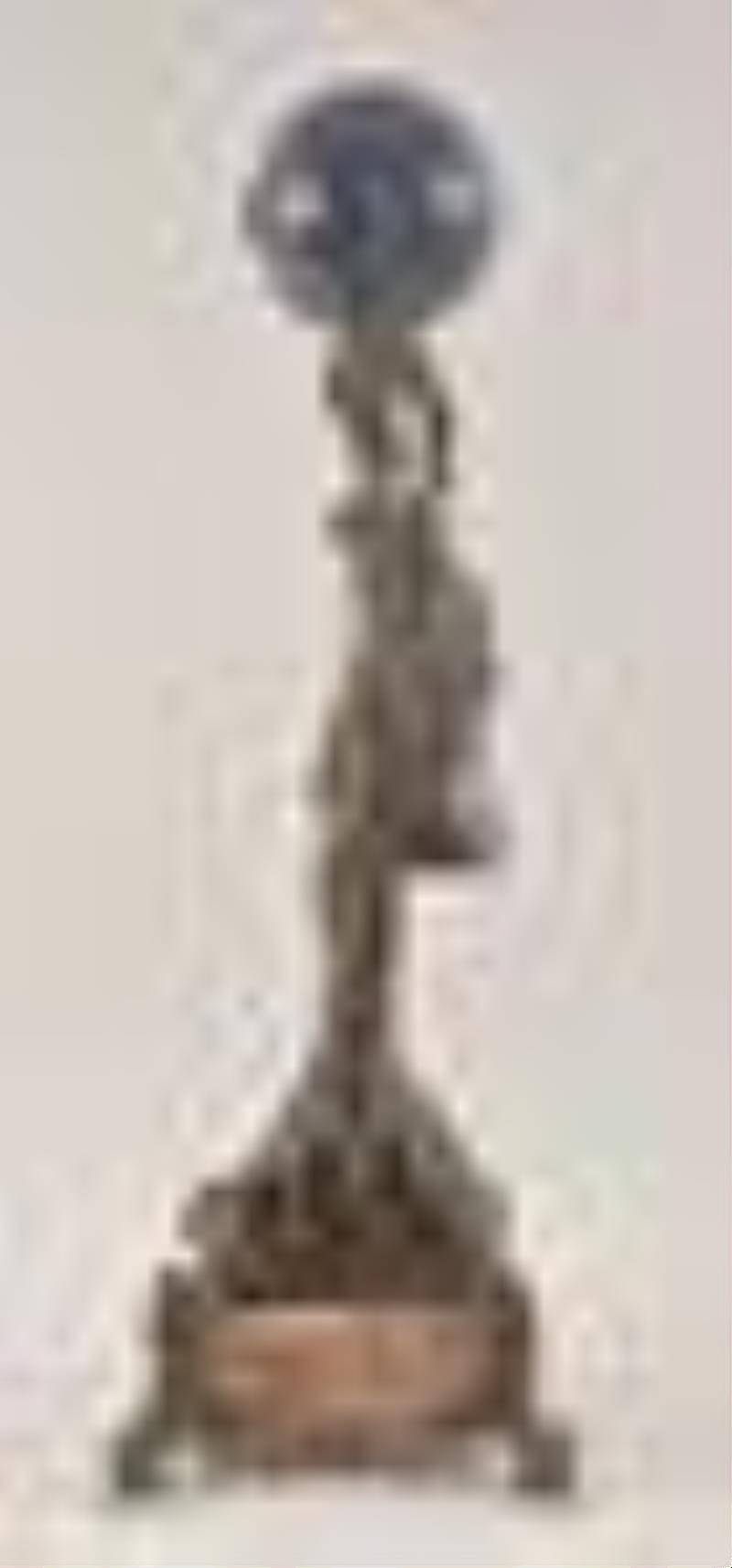 A turn of the 20th century couple on a swing figural mystery clock