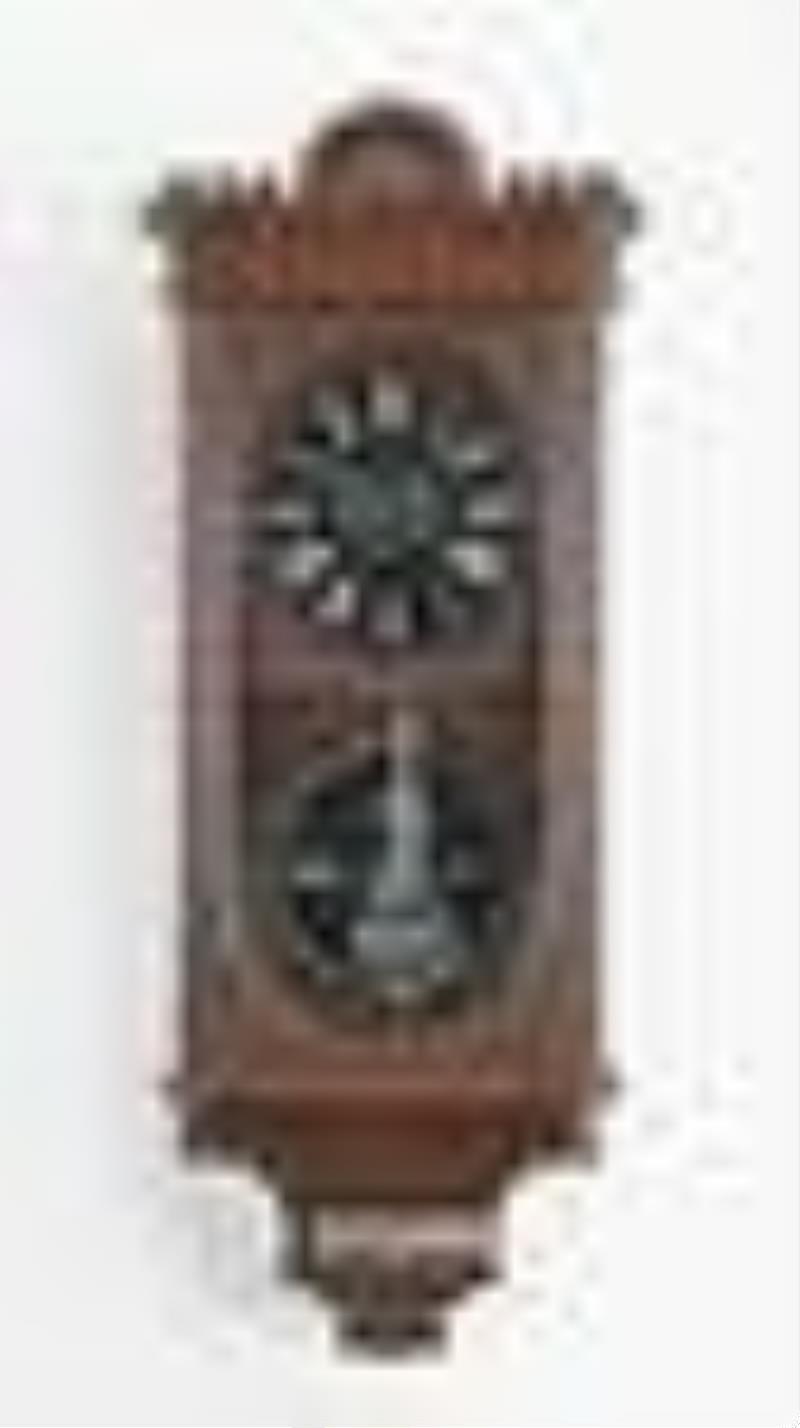 Ithaca Calendar Clock Co. No. 12 Hanging Kildare double dial calendar wall clock