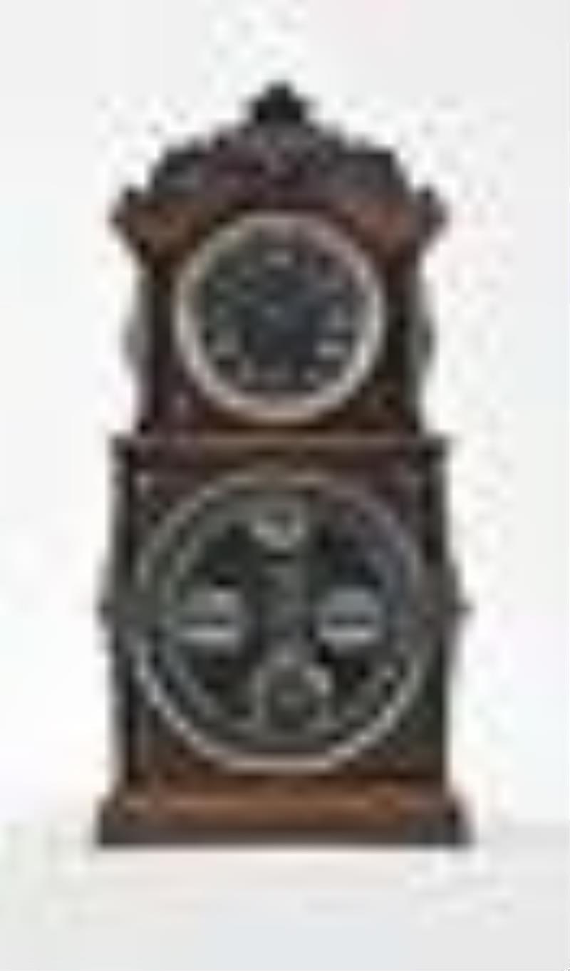 Ithaca Calendar Clock Co. 3 1/2 double dial calendar shelf clock Price ...