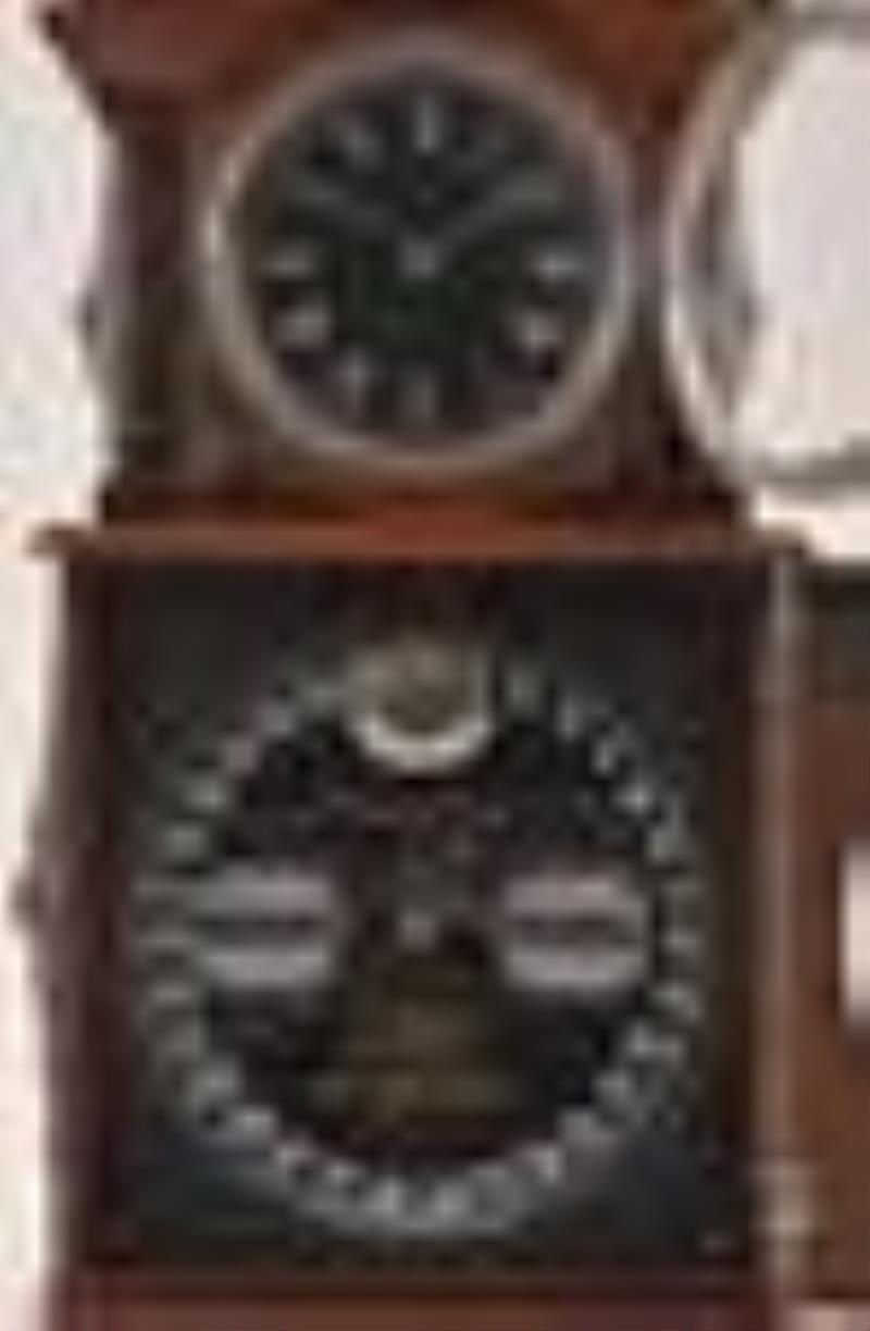 Ithaca Calendar Clock Co. 3 1/2 double dial calendar shelf clock