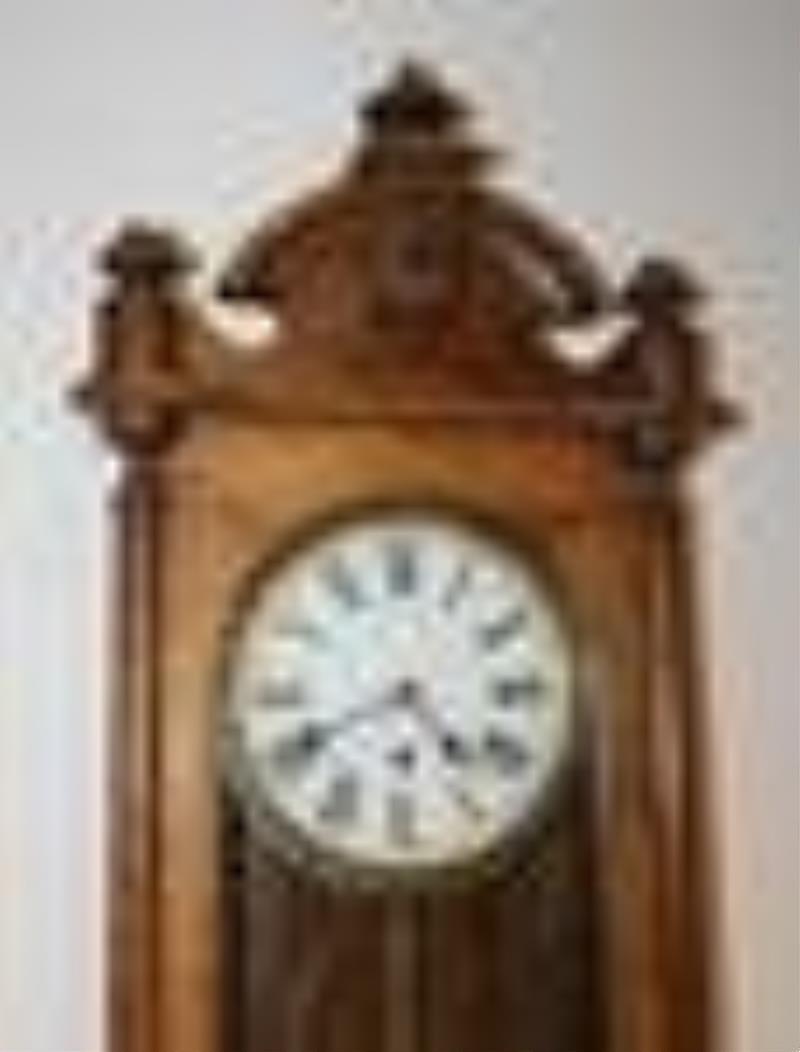 Large Oak 51\\\” Waterbury \\\”Nelson\\\” Wall Regulator Clock