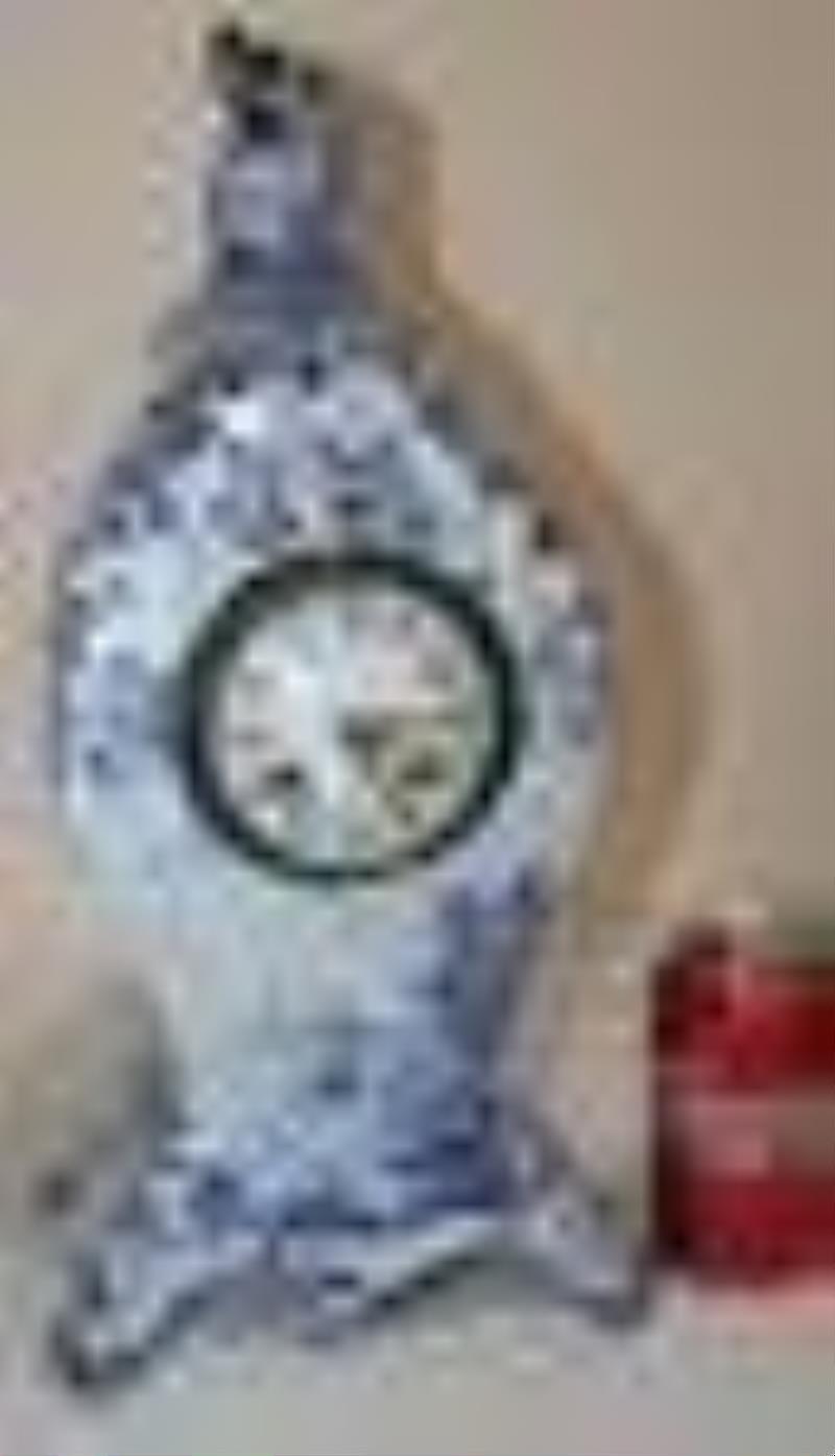 Very Early Redware Delft Style French Clock By Japy Freres