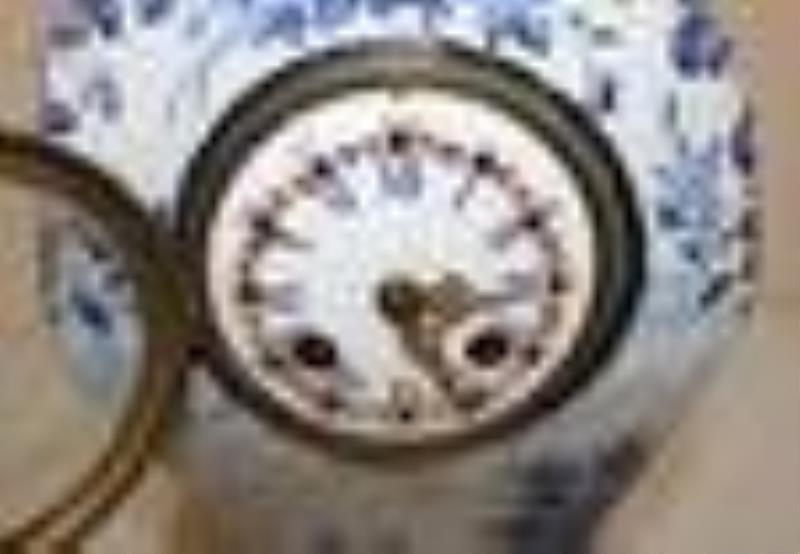 Very Early Redware Delft Style French Clock By Japy Freres