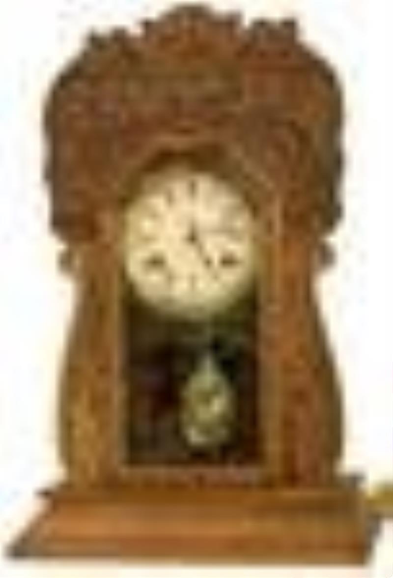 Antique Waterbury Pressed Oak Kitchen Clock
