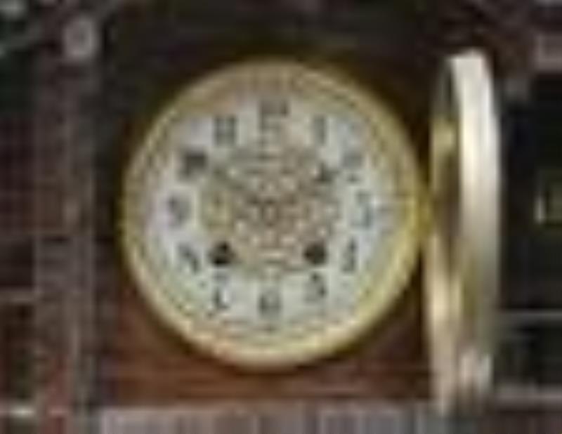Swiss Carved Music Box and Clock