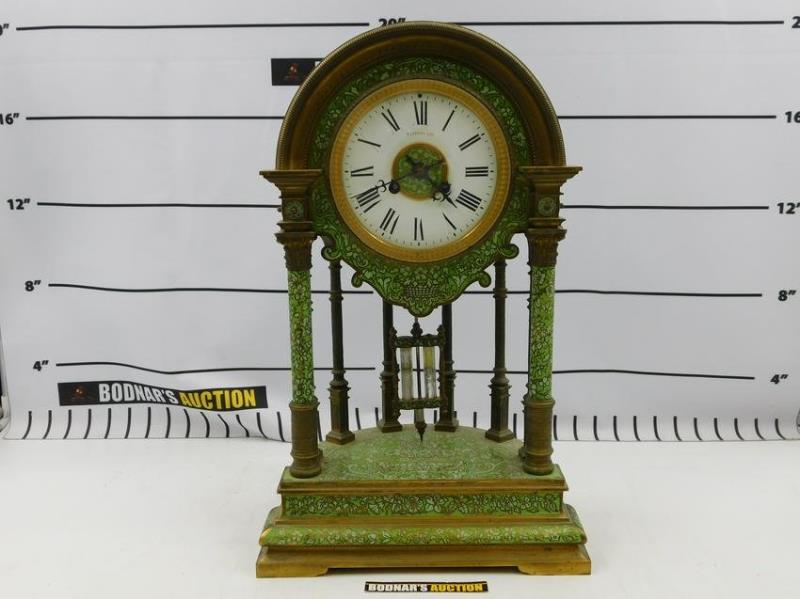 Tiffany & Co. Champleve and Bronze Mantle Clock