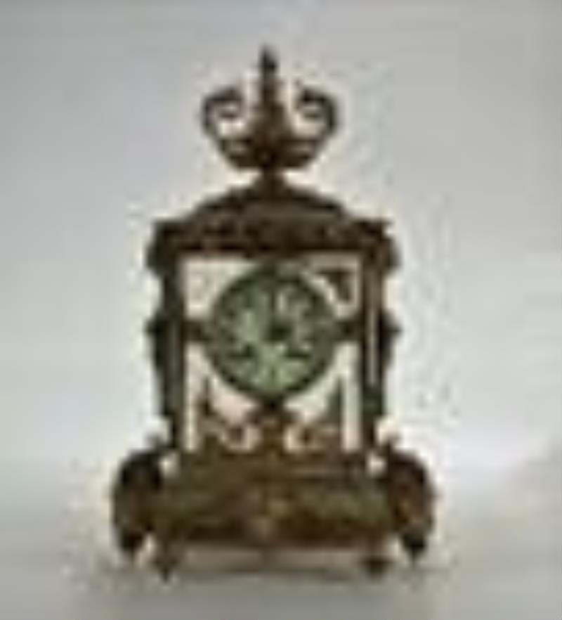 French Bronze Mantle Clock, late 19th C.