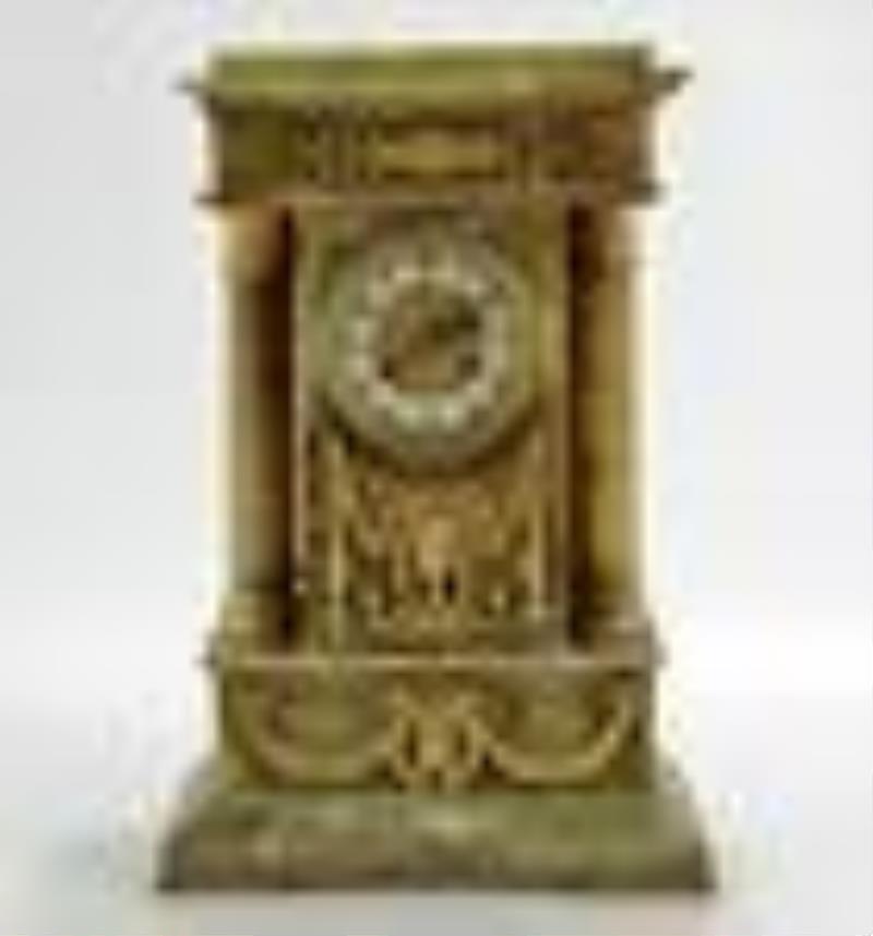 Tiffany Ormolu Mounted Green Onyx Mantle Clock