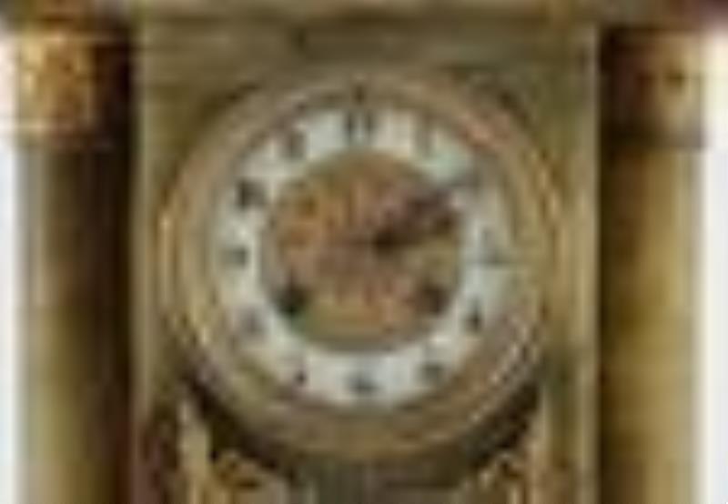 Tiffany Ormolu Mounted Green Onyx Mantle Clock