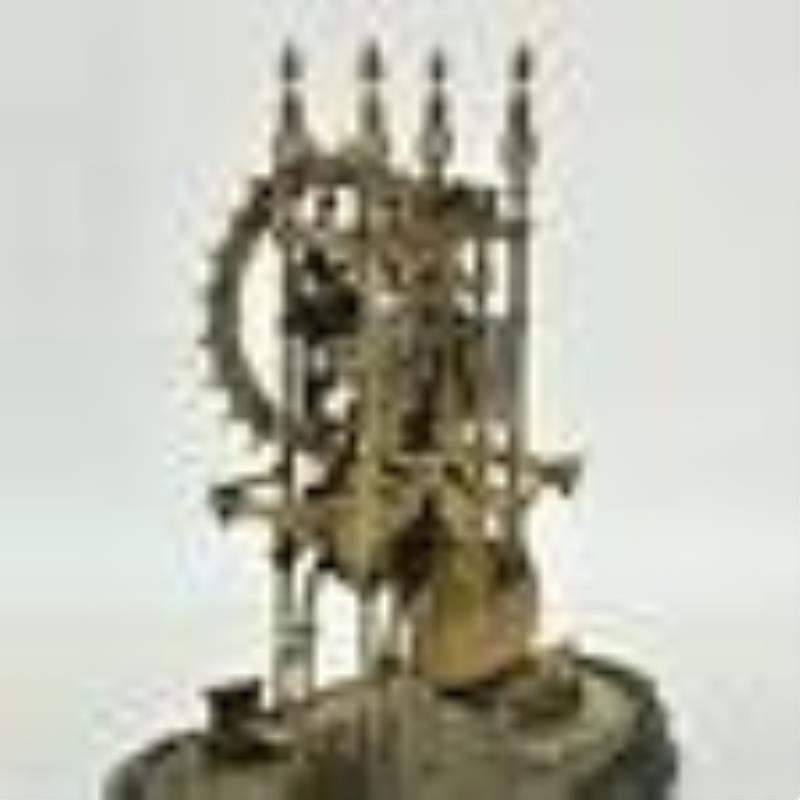 English Gothic Style Brass Skeleton Clock