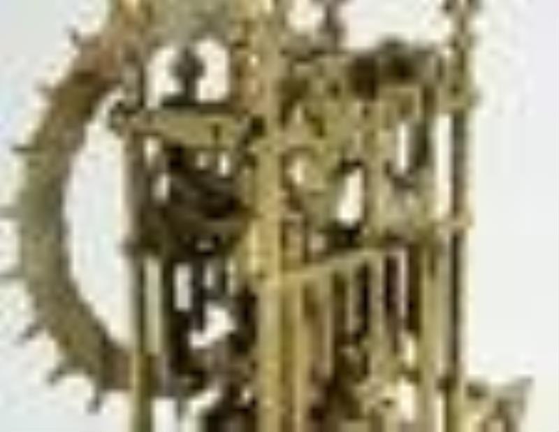 English Gothic Style Brass Skeleton Clock