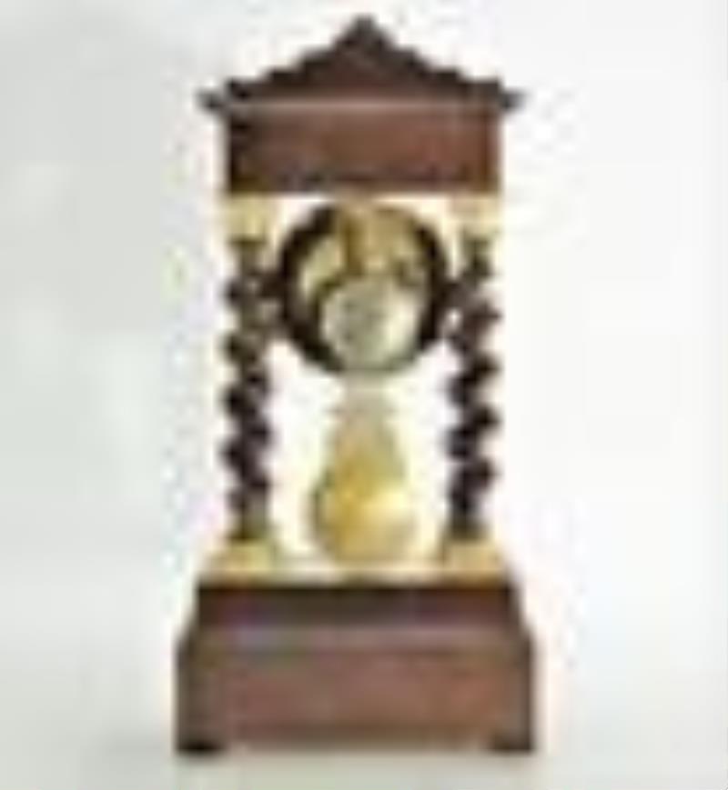 Late Charles X Inlaid Rosewood Portico Clock