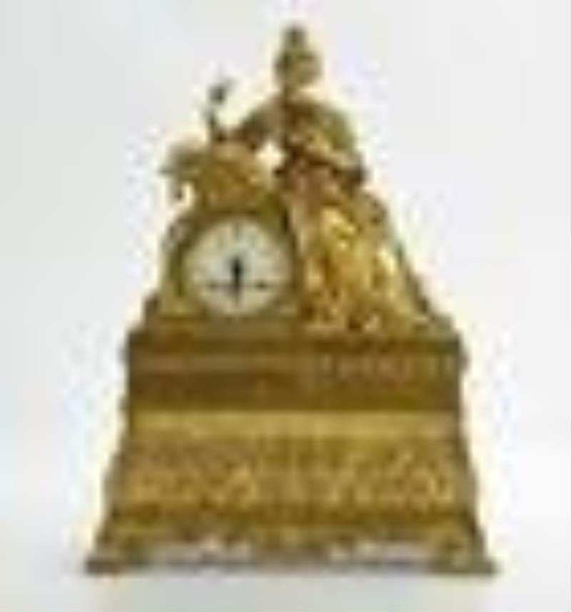 Louis Philippe Ormolu Figural Mantel Clock, 19 C.