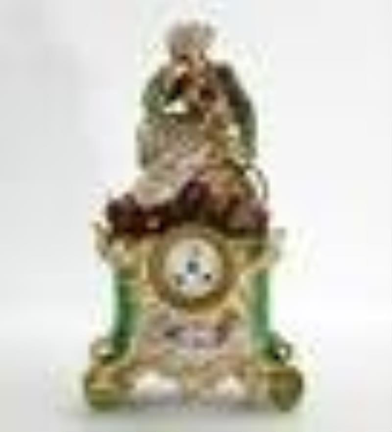French Figural Porcelain Mantle Clock