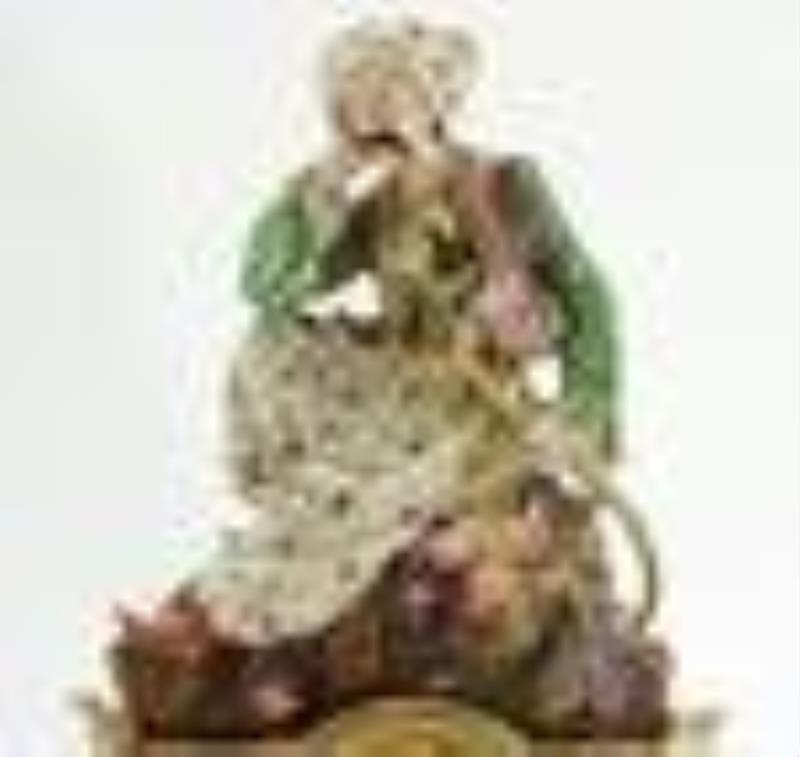 French Figural Porcelain Mantle Clock