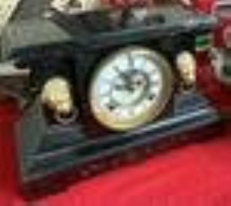 Waterbury Mantel Clock w/ Lion Heads.