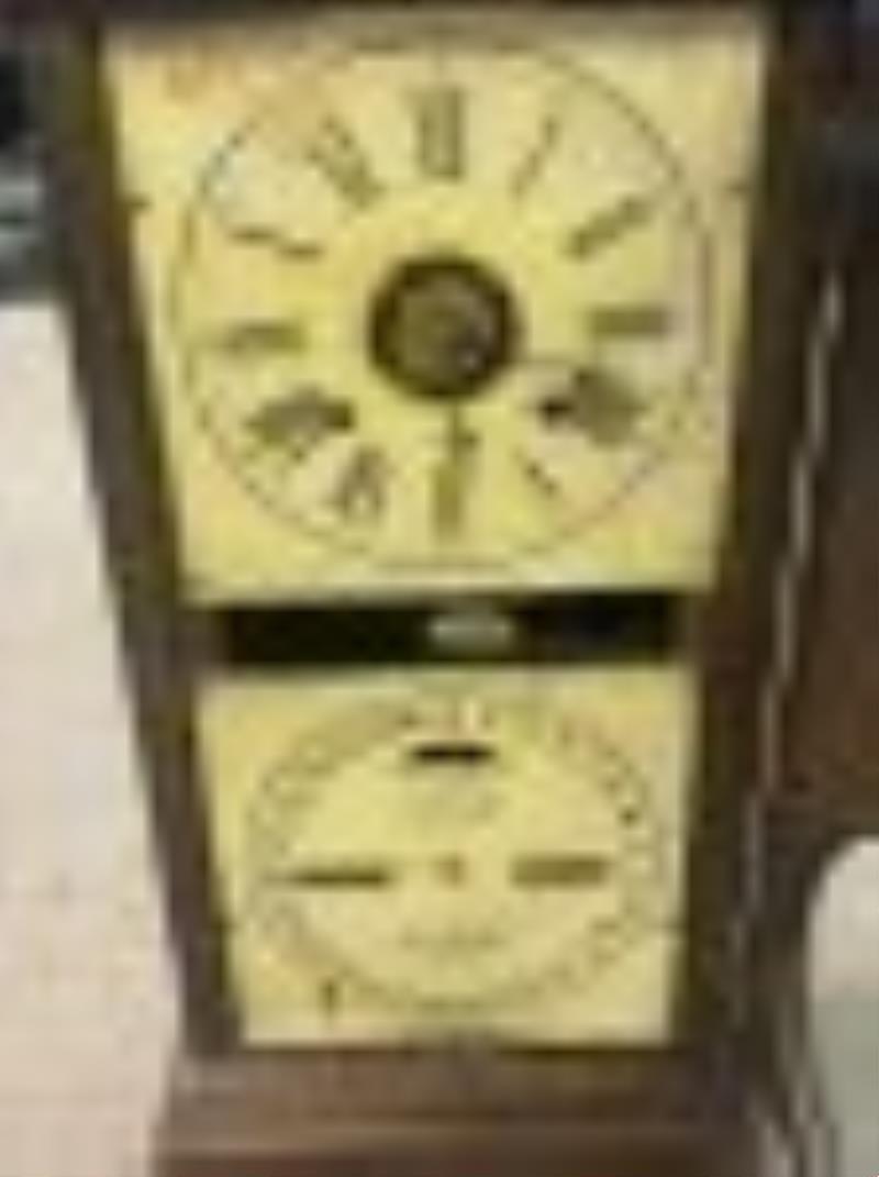 Double dial Ithaca mantel clock in walnut