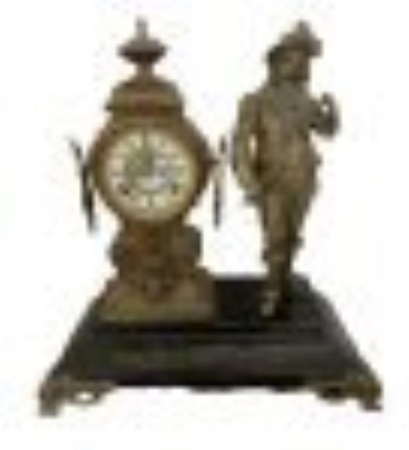 Large 19th Century Figural Mantel Metal Clock