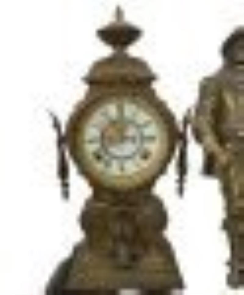 Large 19th Century Figural Mantel Metal Clock