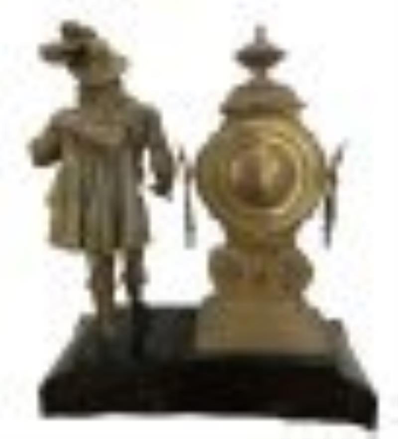 Large 19th Century Figural Mantel Metal Clock