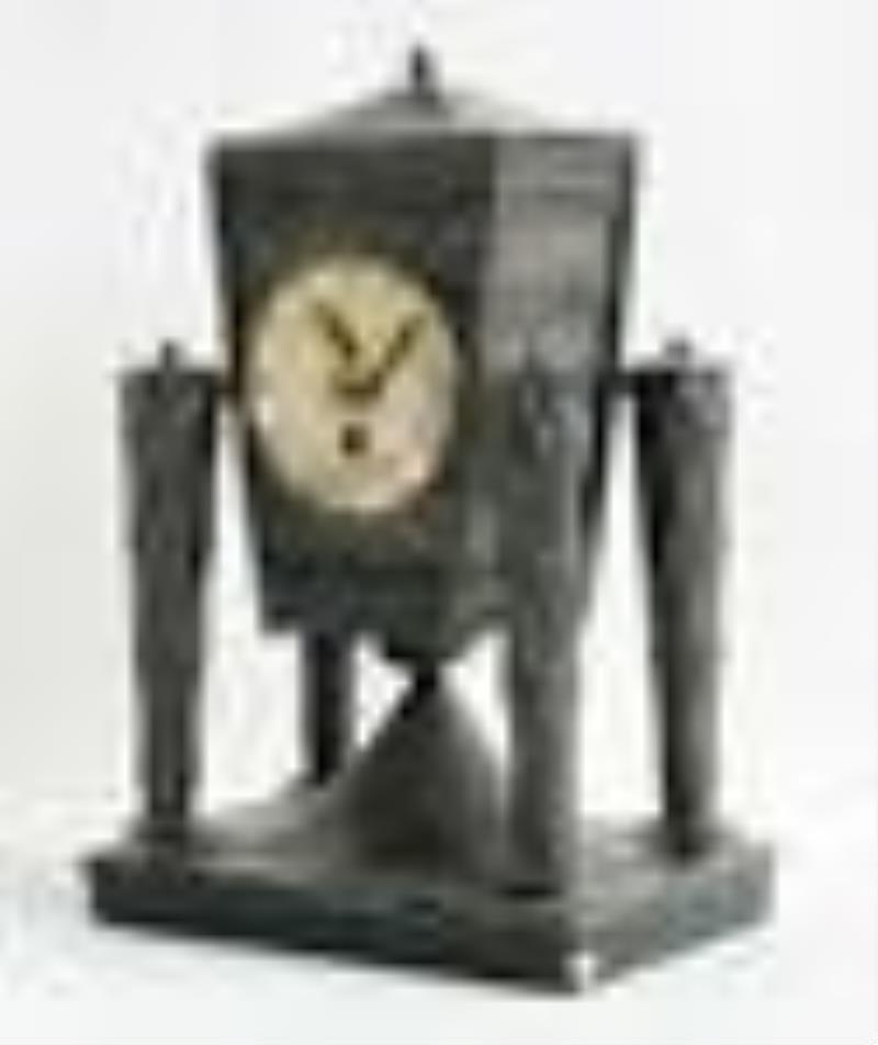 Arts and Crafts Metal Mantel Clock