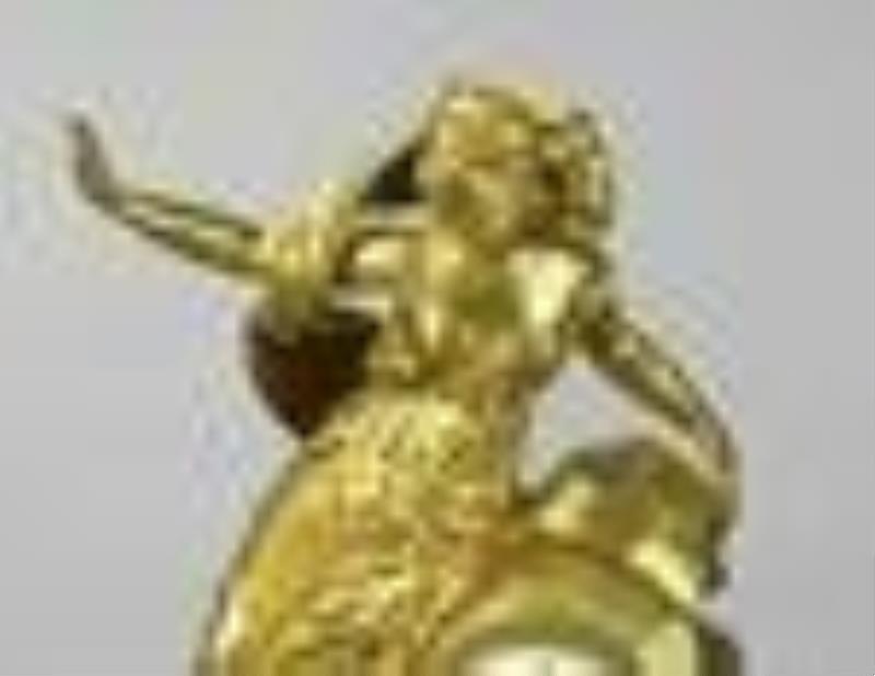 Large Dore Bronze Clock with Marble Levels