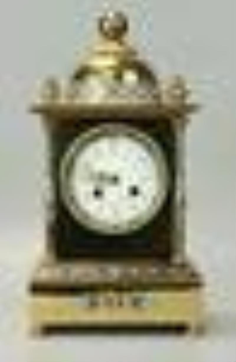 Gilded Bronze Clock, Champleve, Set of 3 Pieces