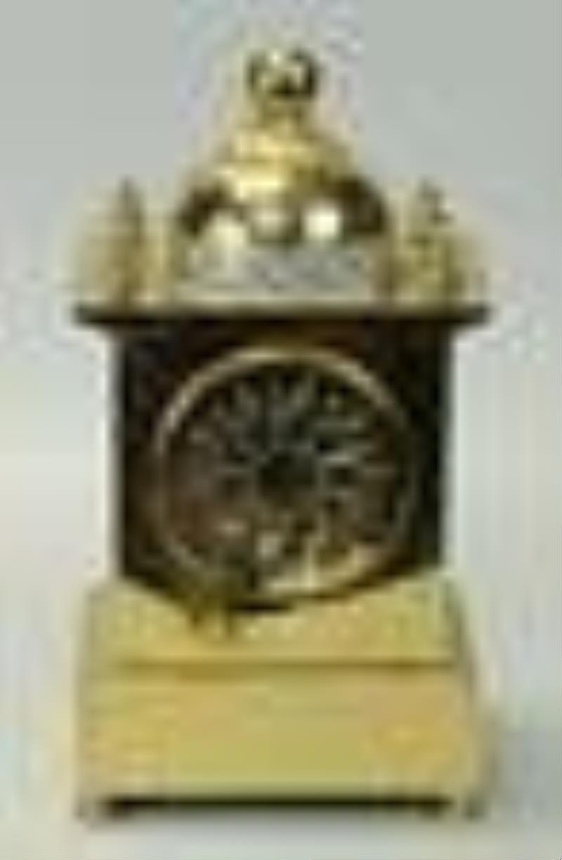 Gilded Bronze Clock, Champleve, Set of 3 Pieces