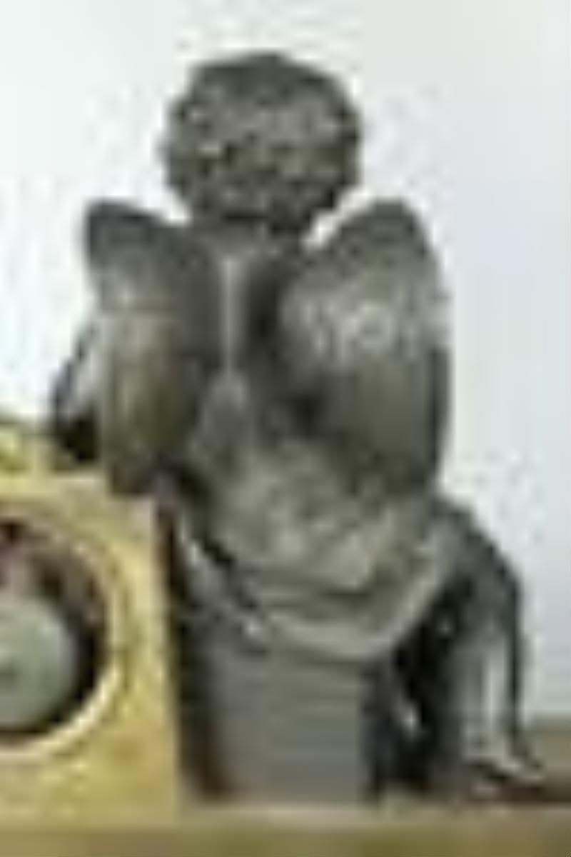 19th Century Dore Bronze Dark Patina & Rouge Marble Clock