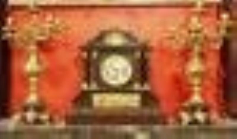 19th Century Dore Bronze & Rough Marble Clock Set,Three Pieces