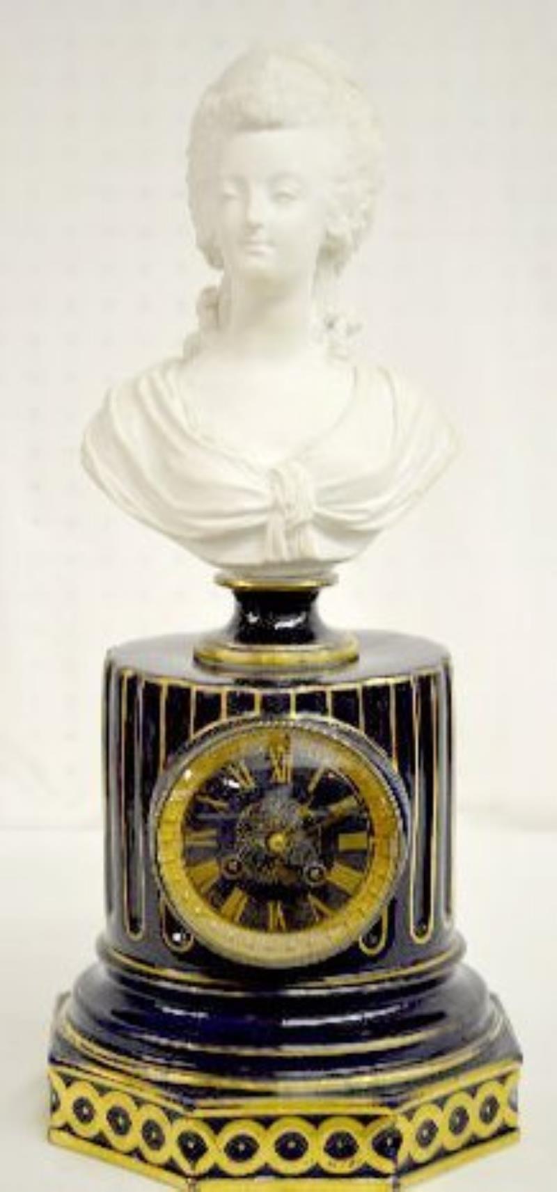 Porcelain & Bisque Clock w/Marie Antoinette