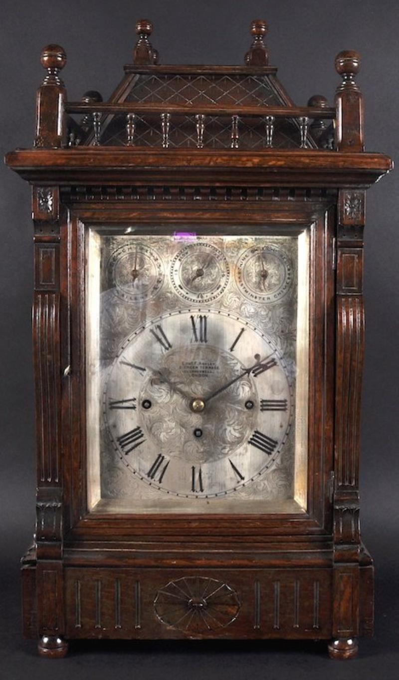 A GOOD EDWARDIAN MAHOGANY BRACKET CLOCK by EDWARD F.