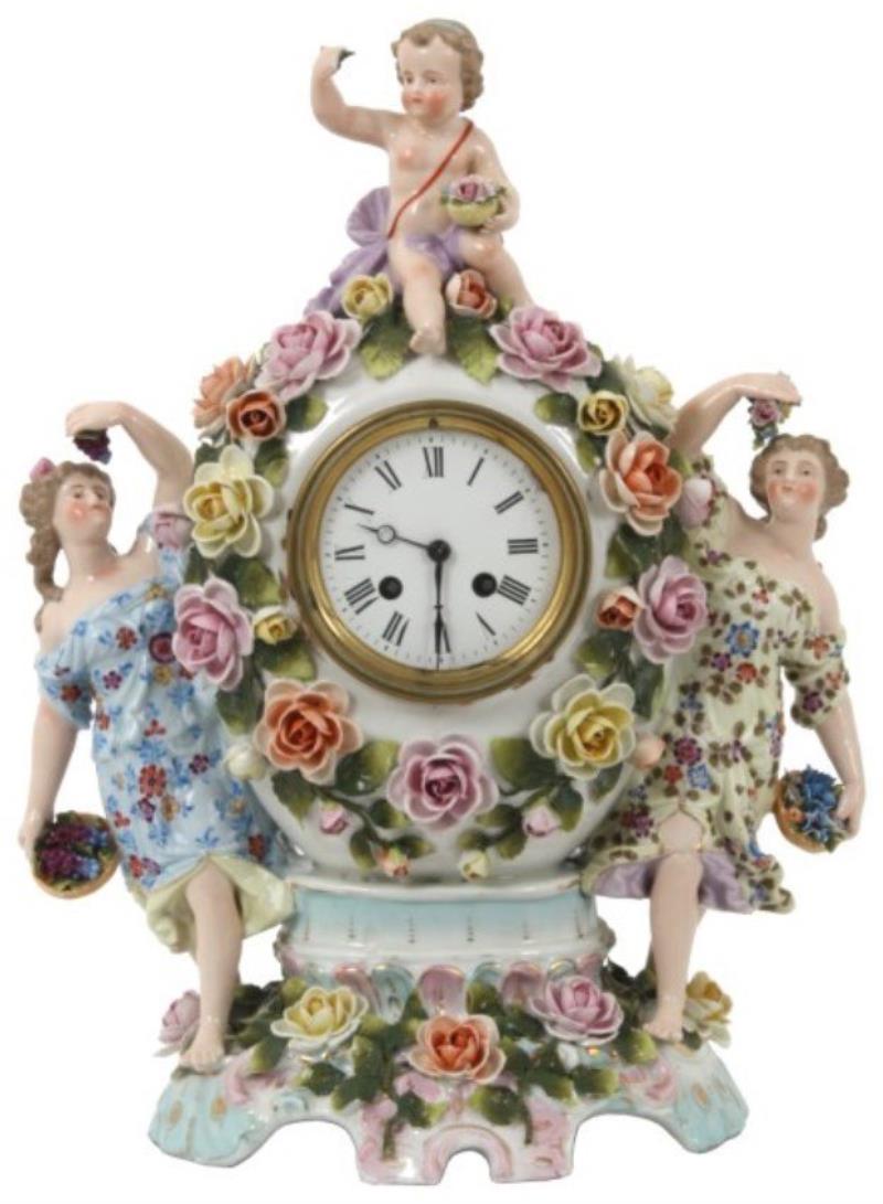 Porcelain Figural Mantle Clock