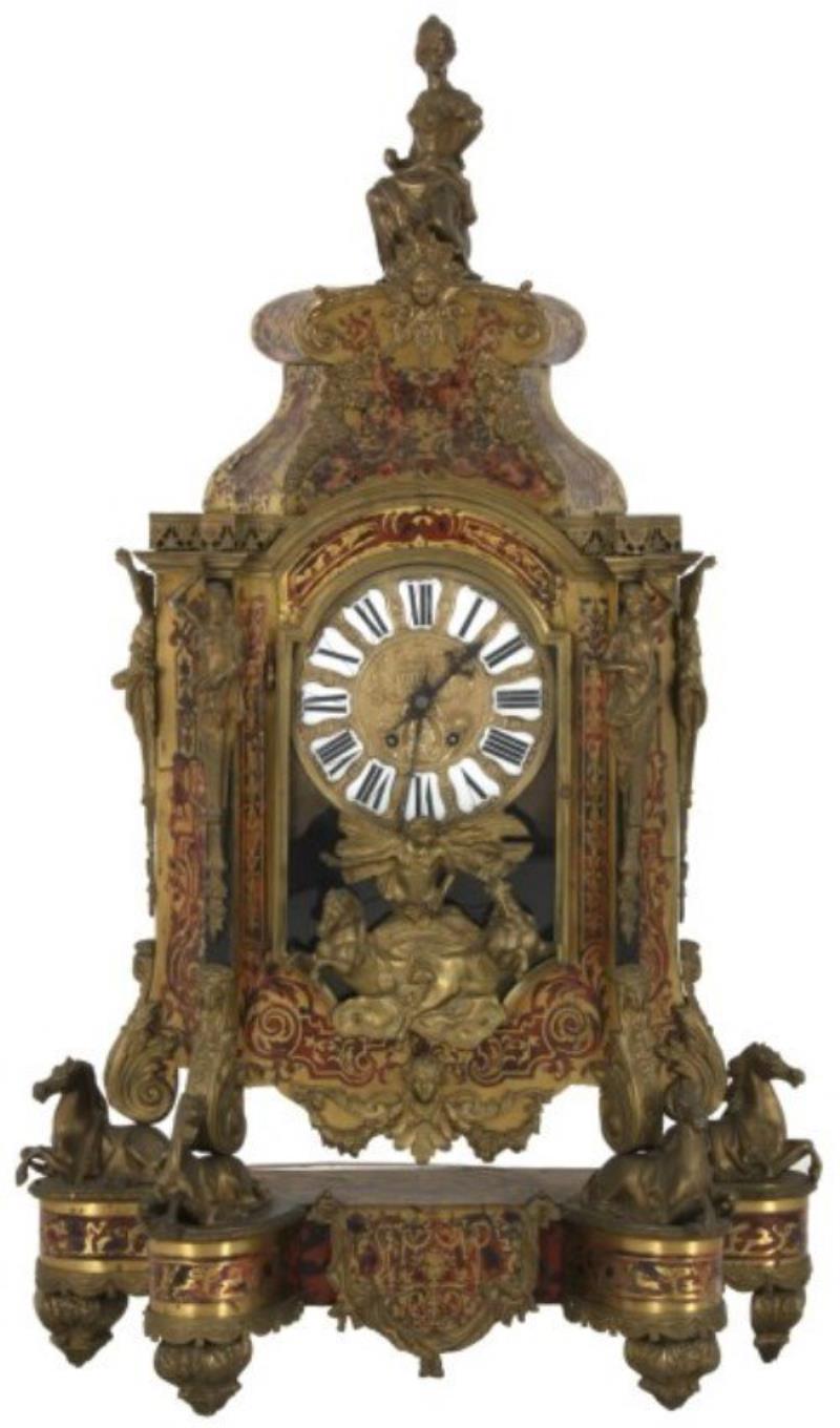 Brass & Boulle Inlaid Bracket Mantle Clock