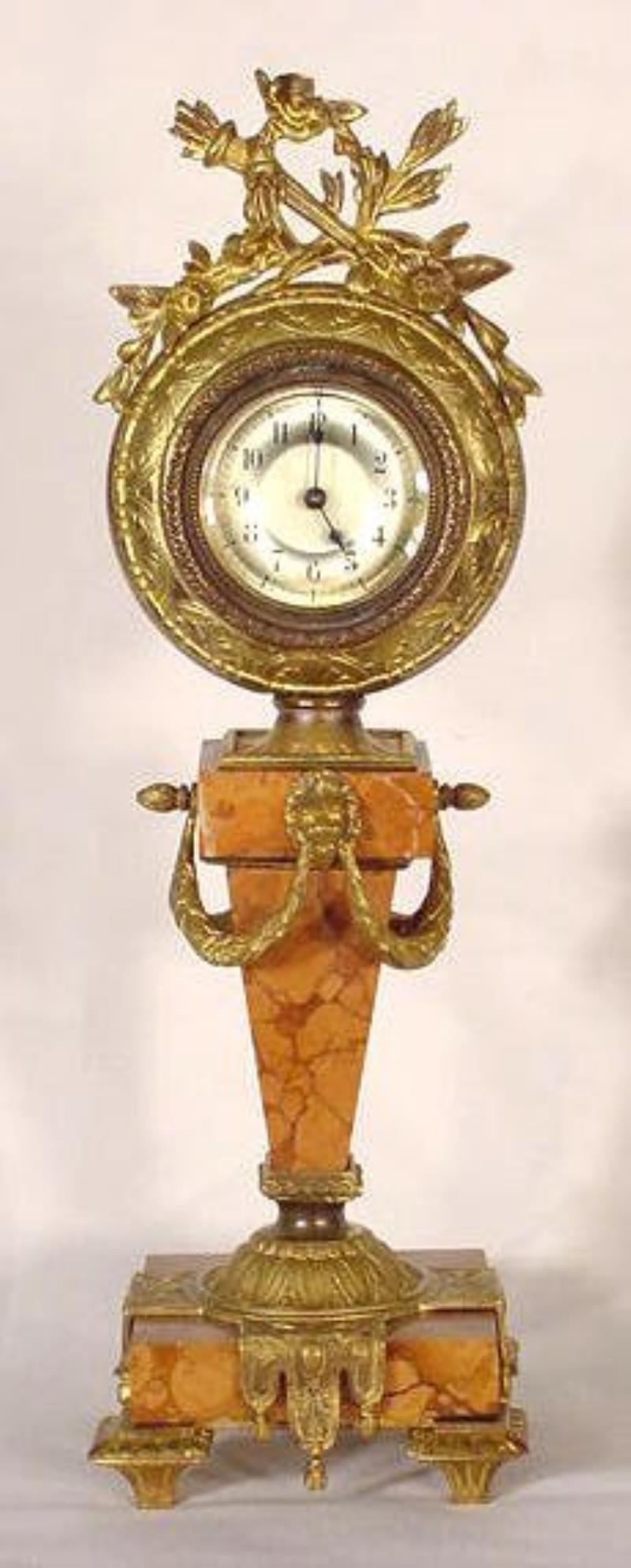 French Bronze Clock on a Marble Pedestal