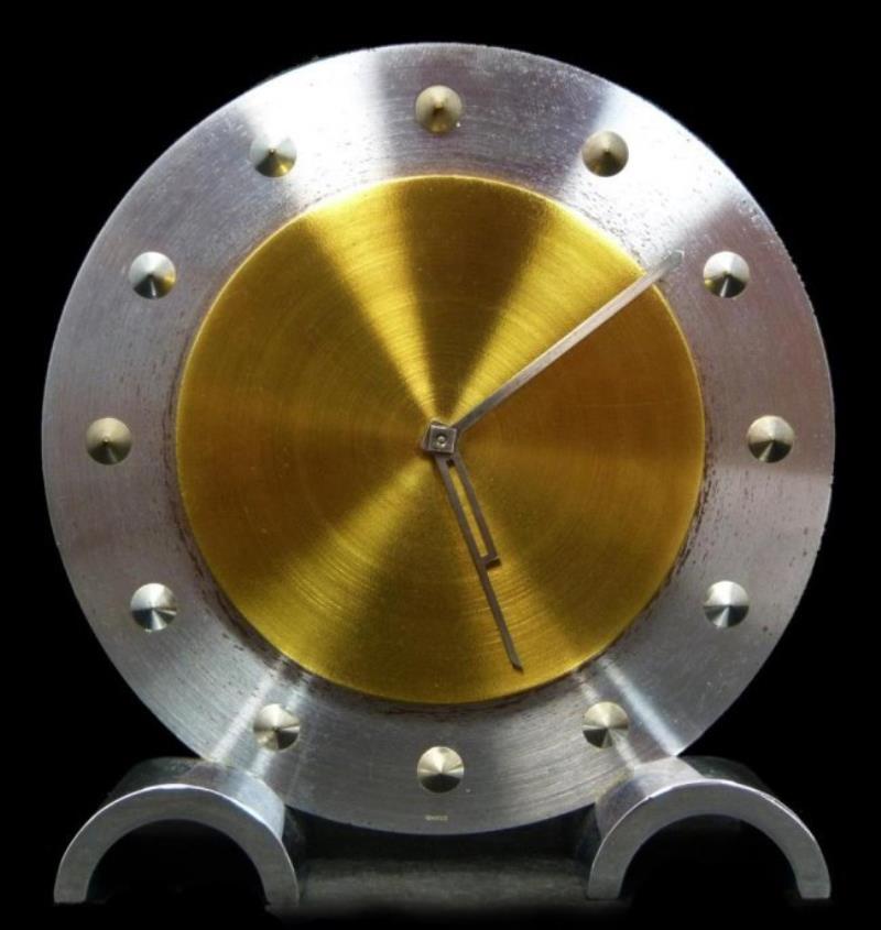 MOVADO STAINLESS STEEL TABLE CLOCK