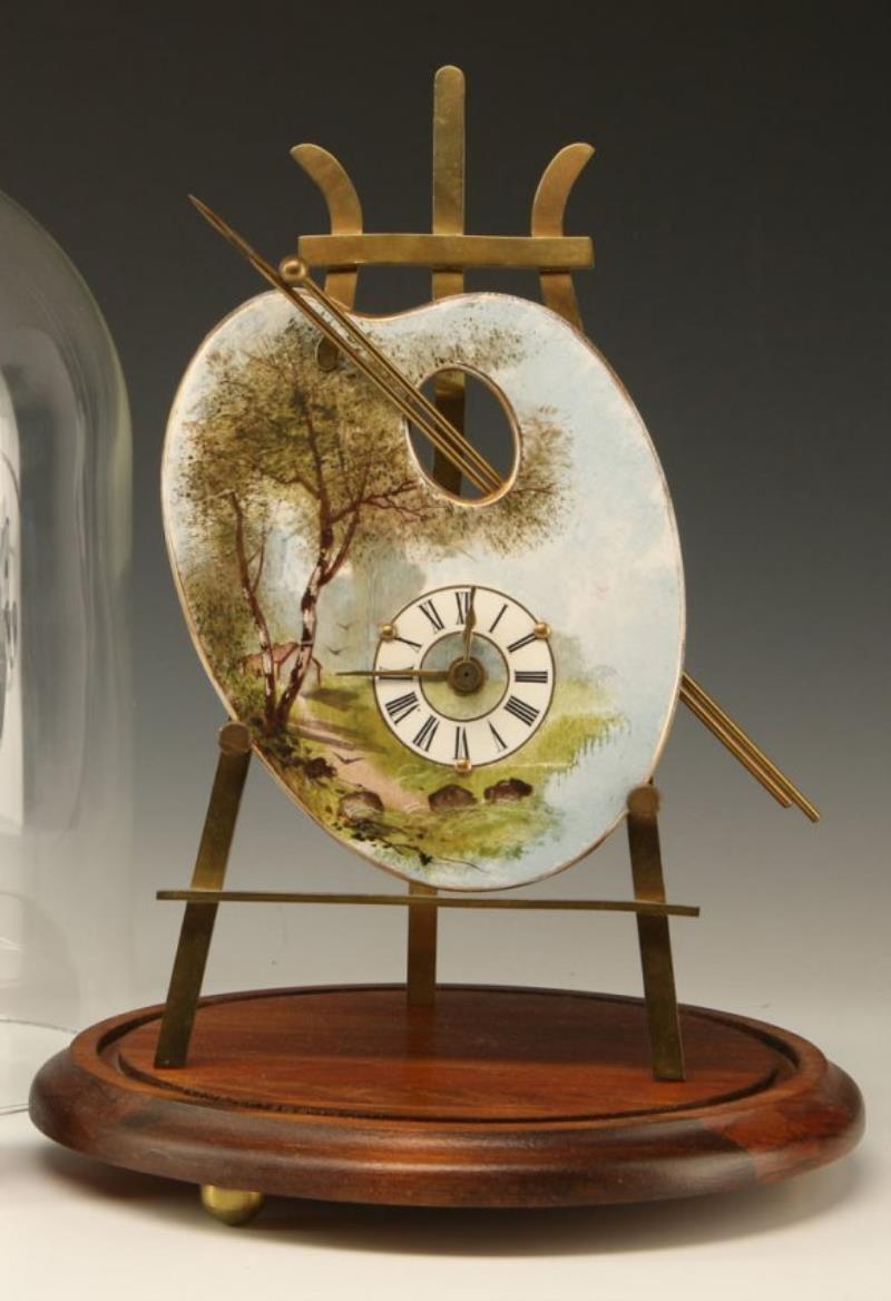 A 19TH C. FRENCH PORCELAIN ARTIST’S PALLETTE ‘CLOCK ON