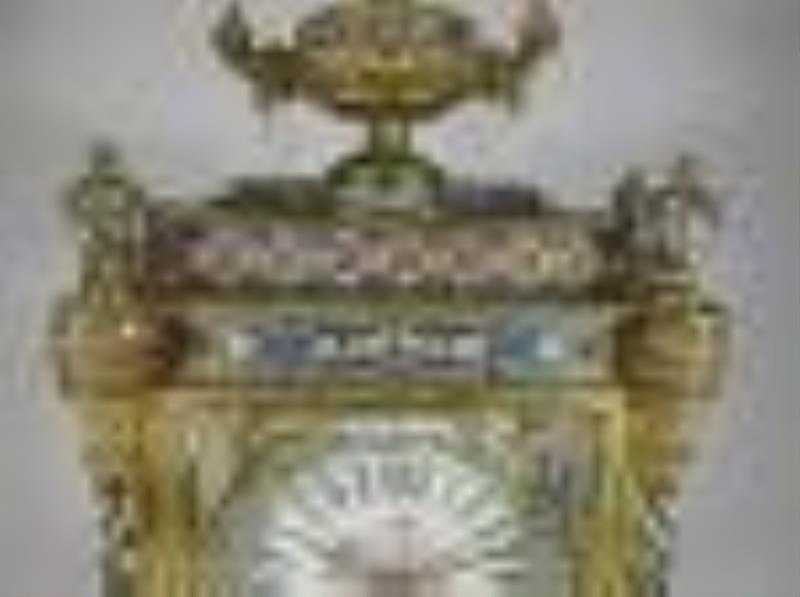 19th C French Japy Freres champleve sevres clock