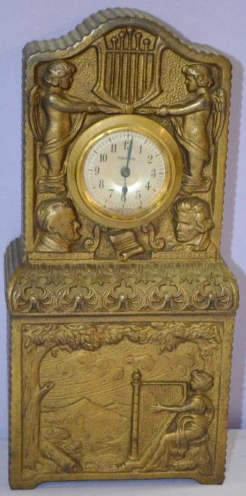 Vintage “Harmony” Iron Case Cherub Clock