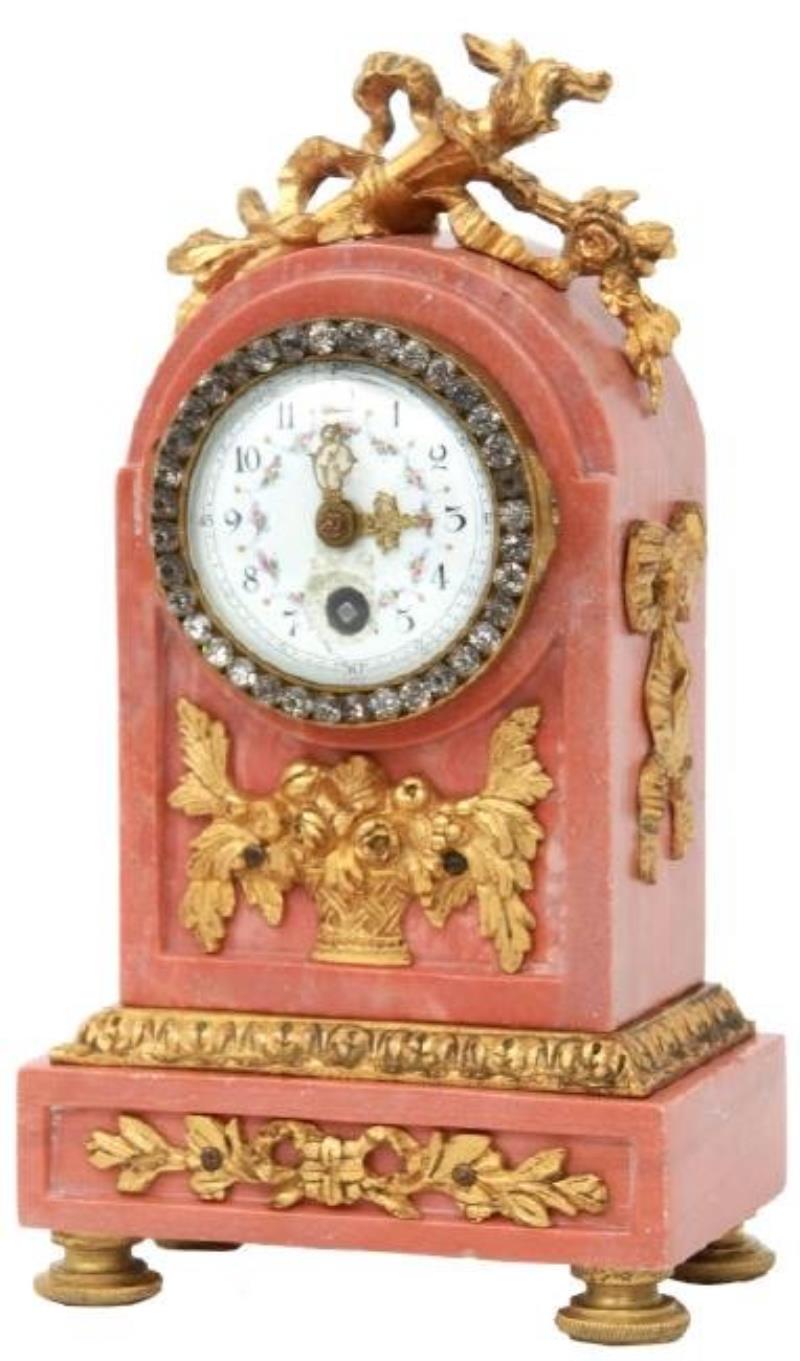 Miniature Bronze Mounted Marble Mantle Clock