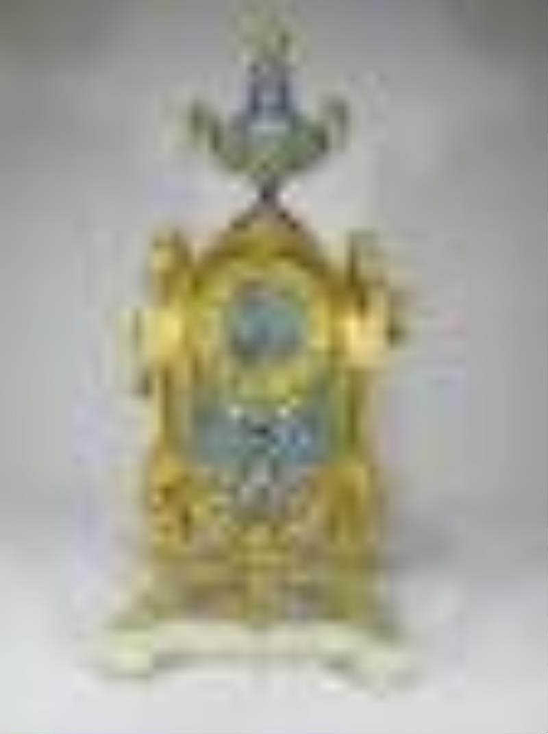19th C French Japy Freres bronze champleve clock
